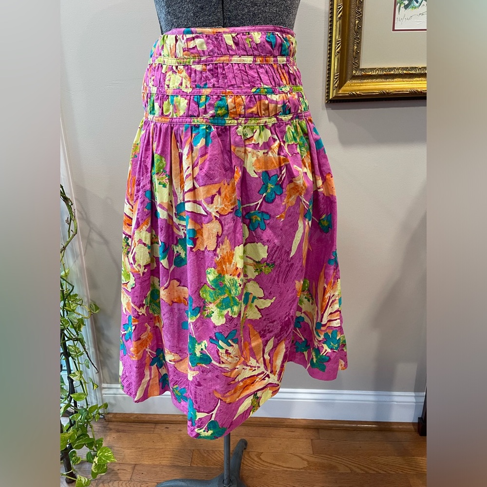 Jones wear jeans co ladies size 8‎ side zip Hawaiian print all cotton skirt - Picture 2 of 12